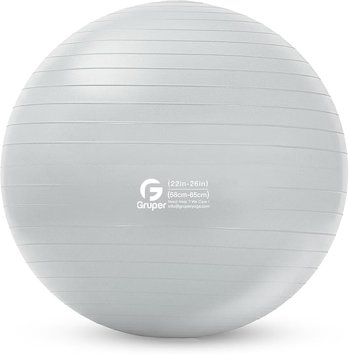 Gruper Yoga and Pilates Ball,4 Sizes Gym Ball for Fitness, Yoga, Workout, Pregnancy and Physical Therapy,Quick Pump Included,Great as Yoga Ball Chair for Office or Home Gym Equipment