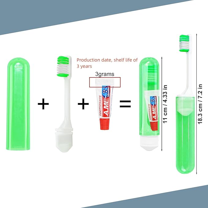 Traveling Toothbrush and Toothpaste 3gram,Disposable Toothbrushes Mini Toothbrush with Toothbrush Cover,Bulk Toothbrush and Toothpaste,Folding Toothbrushes Camping Toothbrush for Camping,Hiking (10)