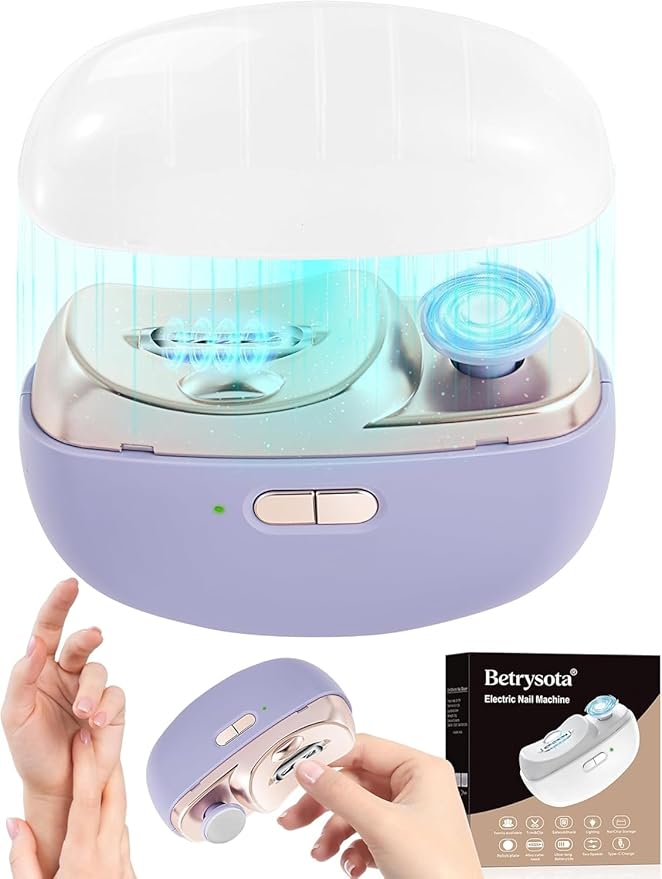 Electric Nail Clipper Upgraded 3 in 1 Automatic - with Polishing, Dust Storage & LED Light, Nail File Toenail Trimmer, Gifts for Women Men Mom Her Him Kids Adults Senior Baby Teacher Students