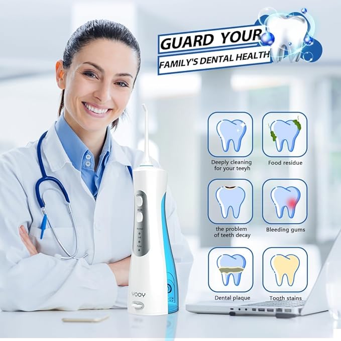 YOOY Water Dental Flosser Teeth Portable Cordless Oral Irrigator Gums Braces Orthodontic Care Irrigation Cleaner Electric Waterflosser Flossing for Teeth Cleaning Rechargeable for Home Travel