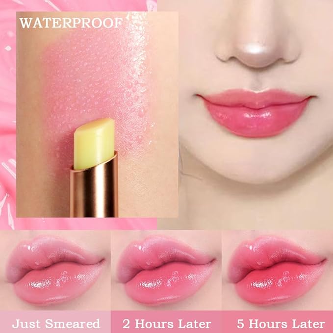 BINGBRUSH Peach Color Changing Lipstick,Moisturizer Long Lasting Lip Care Lip Balm Magic Lip Gloss Lip Tint Stain Gloss Set for Women (1pc Avocado)