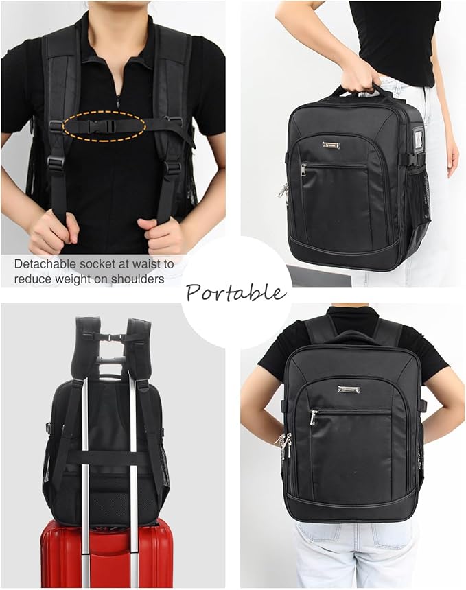 TANTO Makeup Backpack, Makeup Artist Bag Professional Cosmetic Bag with 4 Bag Extra Large Travel Train Case Double-Layer Make up Storage Organizer Cosmetic Brush Case with Adjustable Divider (Black
