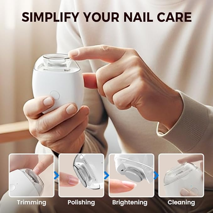 2026 New Universal Automatic Fingernail Grinder, USB Rechargeable Electric Nail Clipper with LED Light and 3 Speeds, 360° Silent Auto Fingernail Cutter and Polishing Trimmer, for Whole Family (2pcs)