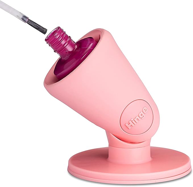 tweexy Hinge Untippable Nail Polish Bottle Holder | Anti-Spill Nail Polish Holder Stand, Tilted, IntelliStick Airlock Suction | Fingernail Painting, Nail Art Tools | Nail Polish Accessories (Blush)