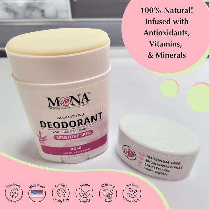 MONA BRANDS All Natural Deodorant For Women & Men | For Sensitive Skin | No Aluminum or Baking Soda | (3-Pack VARIETY-1 1.76 Oz each)
