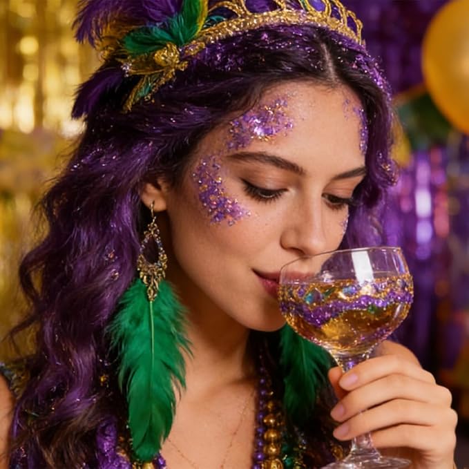 Mysense Purple Body Glitter Stick,Mardi Gras Face Hair Glitter,Festival Concert Rave Outfit Accessories for Women,Mermaid Sequins Chunky Glitter Makeup,0.56oz
