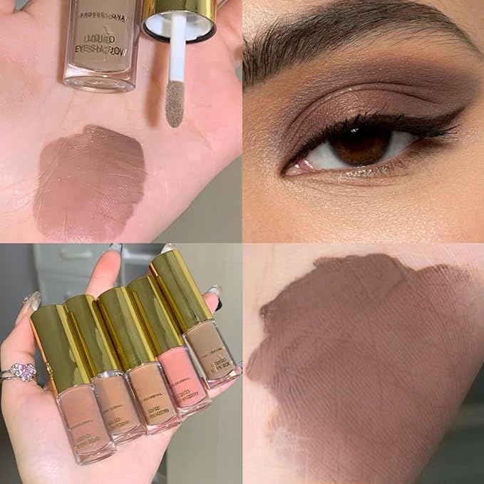 Apricot Matte Liquid Metallic Eyeshadow, Longwear Eye Shadow Makeup For Older Women, Buildable Highly Matte Eye Shadow Cream in Finishes, Vegan & Cruelty-Free, (05#Apricot)