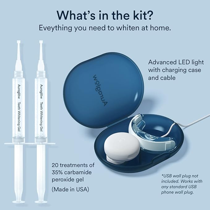 Auraglow Teeth Whitening Kit & 35% Teeth Whitening Gel Refill Pack