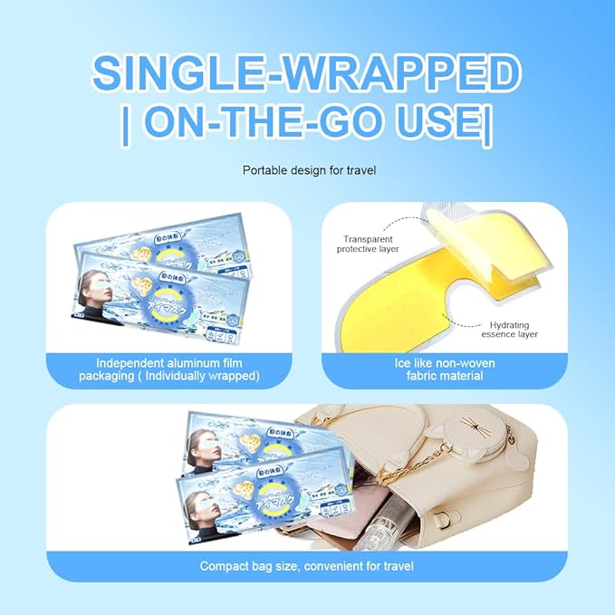 fanqibaaty Cooling Hydrogel Eye Mask Patches for Puffy Eyes & Eye Fatigue Relief, Lutein-Infused Reusable Gel Eye Pads,10 pack