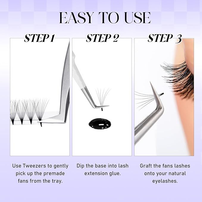 Premade Fans Eyelash Extensions 0.07D Curl Individual Lashes 20D Premade Easy Fan Lashes Soft Lash Extensions 12mm for Professional Salon Use(0.07D-12mm)
