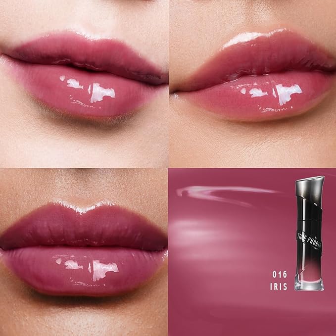 Lunara Frost 3D Lip Gloss, 016 Iris - Berry Pink, High-Shine Glossy Finish, Juicy Pigment Lip Gloss with 3D Plumping Effect, 24H Hydration with Hyaluronic Acid, Non-Sticky Cushiony Gel
