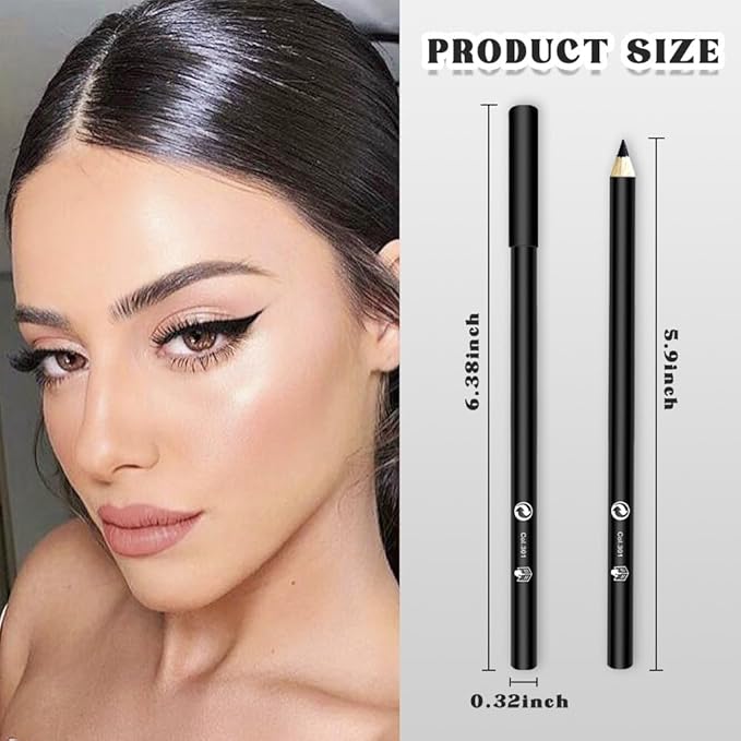Multipack Bulk Black Eyeliner Penicls for Women, 12 Pcs Highly Pigmented Creamy Eye Liner Pencils Set, Easy to Color, Waterproof & Long-Lasting, Professional Eye Make Up, Soft & Smooth, Fine Tip