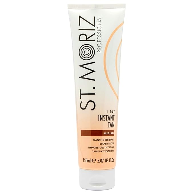 St. Moriz Professional Medium Instant Tan – 1 Day Wash-Off Fake Tan Lotion with Aloe Vera & Vitamin E – Fast-Drying, Transfer-Resistant, Vegan, 150ml
