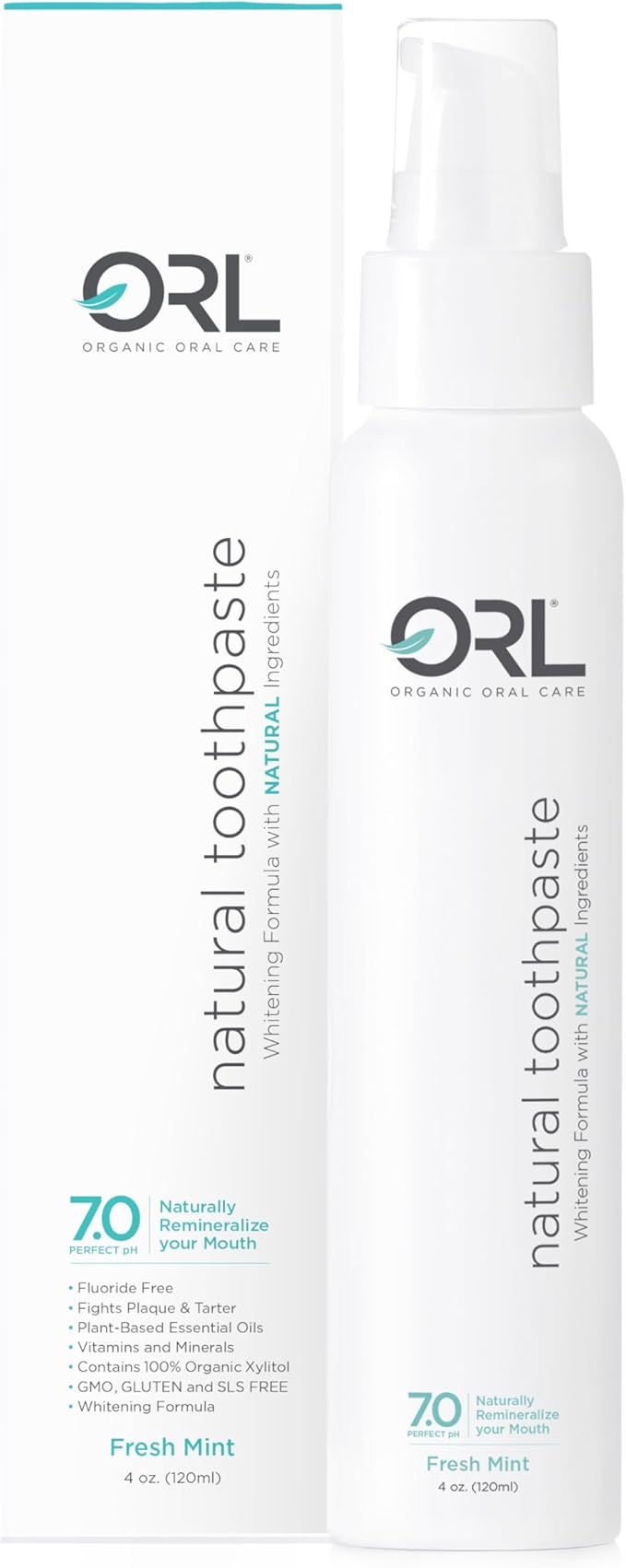 ORL Fluoride-Free, Natural Hydroxyapatite Toothpaste with Organic Xylitol. Helps Strengthen Teeth, Prevent Cavities, Non-Toxic Ingredients. Natural Fresh Mint Flavor 4 oz. Made in USA