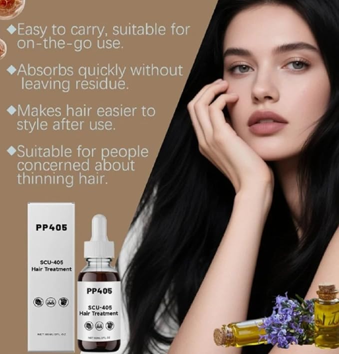 PP405 Hair Treatment | SCU-405 Hair Growth Oil, Fast-Absorbing & Non-Greasy, Hair Growth Serum for Women & men, for All Types-2.11 FL OZ (60ML)