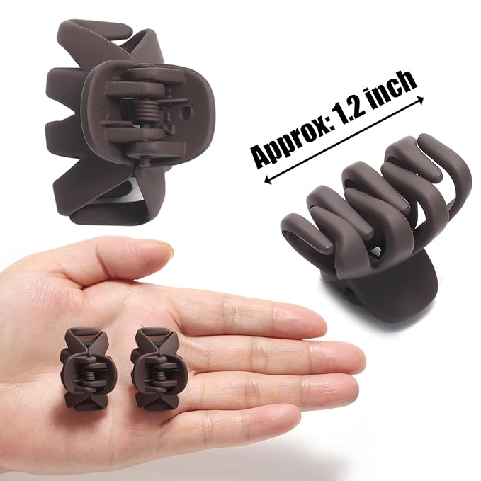 Cobahom 24 Pack Small Hair Claw Clips 1.2 Inch Matte Hair Clips for Thin Hair No-Slip Mini Hair Clip Hair Styling Accessories for Women and Girls (Matte Chocolate)