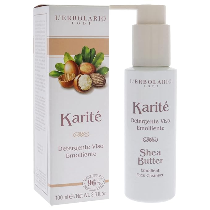 L'Erbolario Shea Butter Emollient Face Cleanser - Cleanser Face Wash for Oily and Dry Skin - Restores Your Skin’s Natural Glow - Daily Facial Cleanser Removes Makeup, Sweat and Impurities - 3.3 oz