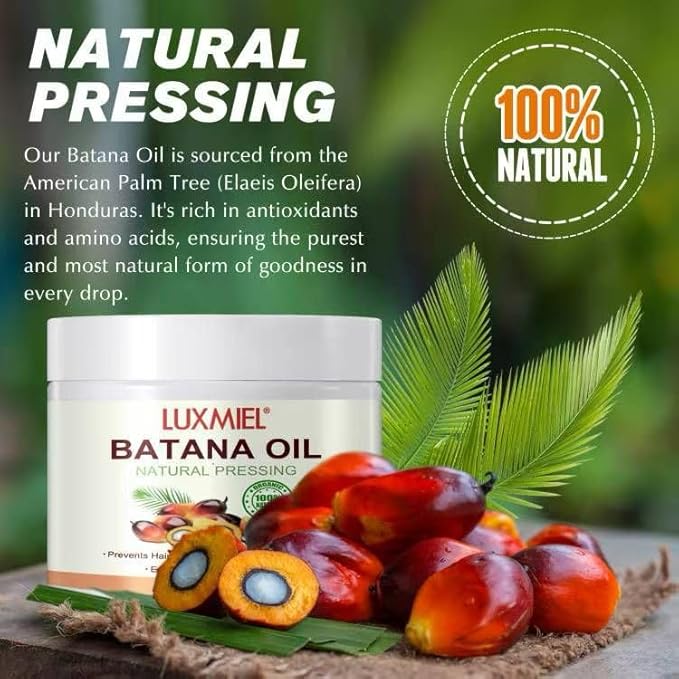 Batana Oil for Hair Growth – 100% Pure & Unrefined Honduran Batana Oil, Cold-Pressed Scalp Treatment for Thick, Strong & Shiny Hair, Batana Hair Oil for Men & Women (7.8 ft OZ)
