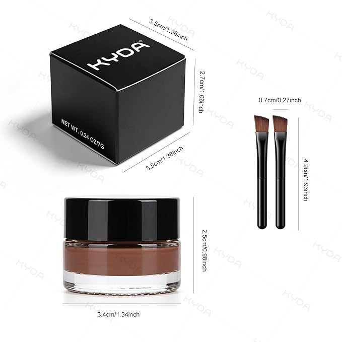 KYDA Ash Brown Gel Eyeliner, Lasting Waterproof Cream Eyeliner & Eyebrow Makeup, High Pigment Smudge-proof Formula, Waterline Matte Eye Liner with Brush, Natural Brow Pomade Set