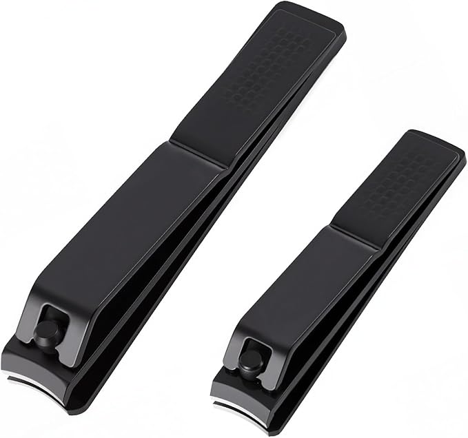 Black Nail Clippers Set: Fingernail & Toenail Clippers for Men, Women & Seniors Ergonomic Comfort