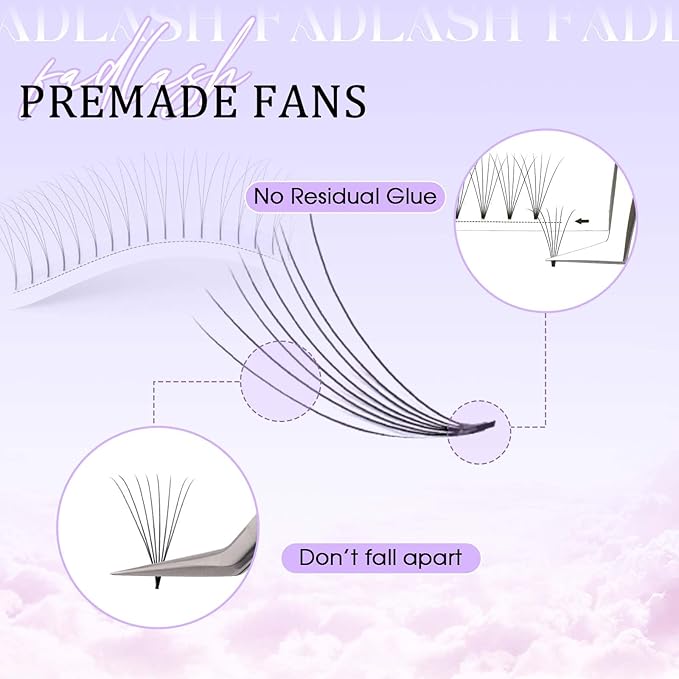 FADLASH Premade Lash Fans C Curl Premade Fans Eyelash Extensions 8D 0.07 Volume Lash Fans Premade Handmade Premade Lash Extensions Fans (8D-0.07C-11mm)
