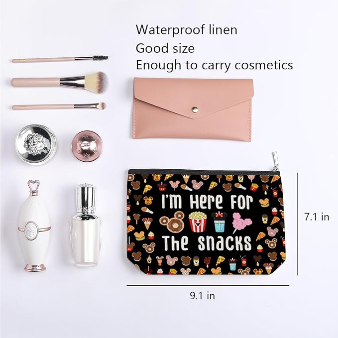 kdxpbpz Magic Kingdom Lover Gift Halloween Snacks Cosmetic Bag Snacks Bag for Travel Cute Toiletry Bag for Girls Teens Friends Makeup Organizer Zipper Pouch (for The Snacks Black)