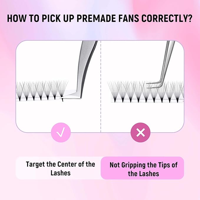 FADLASH Premade Fans Eyelash Extensions 10D 0.07 Volume Lash Fans D Curl 11mm Short Stem Handmade Volume Premade Lash Extensions Fans (10D-0.07-D-11mm)