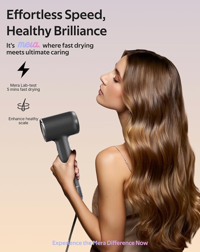 Professional Bio-Ionic Hair Dryer for Women - Fast Drying & Static Control Blow Dryer with Diffuser & Concentrator, cUL Certified, Lightweight Travel-Friendly Design, Complete Styling Tool Set