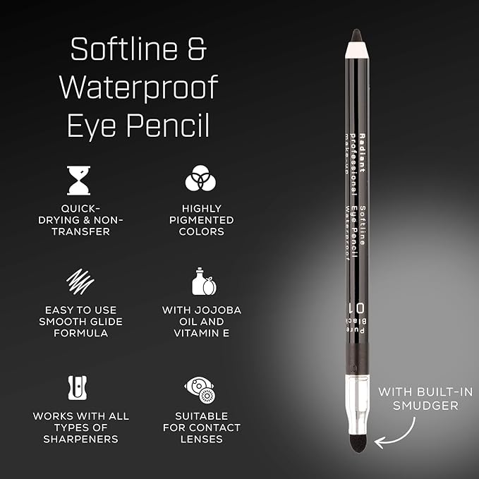 Radiant Professional Waterproof Eyeliner Pencil - Eyeliner Waterproof Smudge Proof for Woman - Long Lasting Under Eye Pencil for Smoky Eye - Soft Waterline Eye liner Smudger Tool, Dark Brown (31)