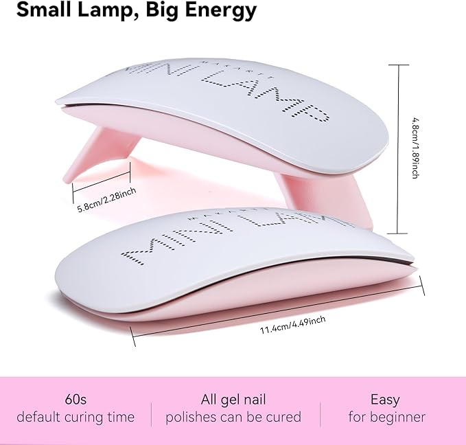 Makartt UV LED Nail Lamp: UV Light for Gel Nails, 6W Mini USB Portable Lamp Fast Drying Gel Polish Curing Light 60S Timer Dryer Manicure Salon Home DIY