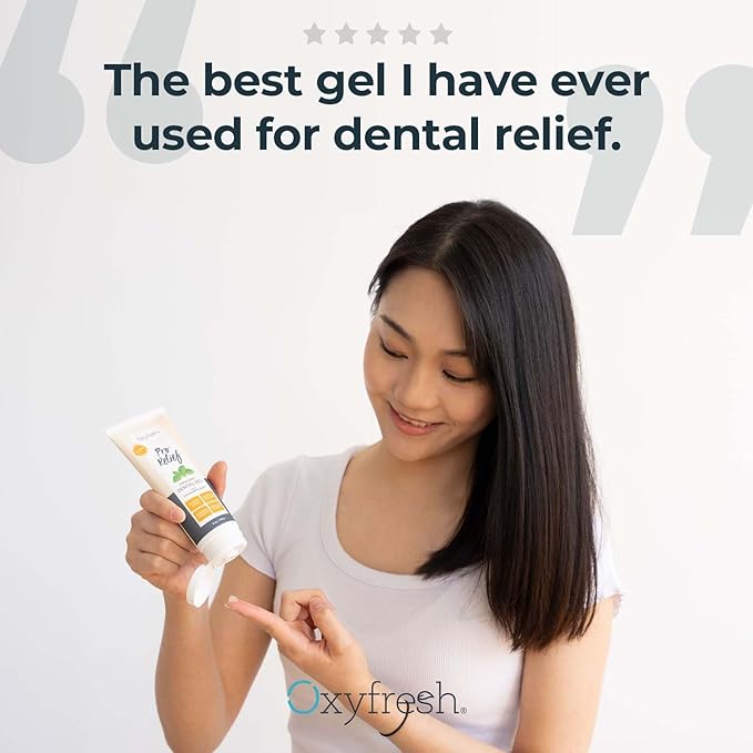 Oxyfresh Pro Relief Fluoride Free Dental Gel with Zinc and for Soothing Irritated Gums and Support Gum Health – Infused with Aloe Vera, Chamomile and Xylitol – Dentist Recommended - 4 oz