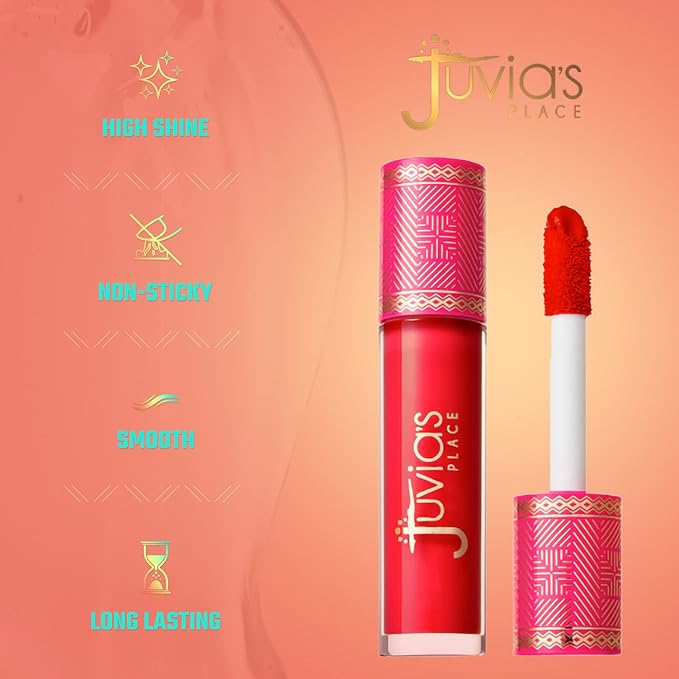 Juvia's Place, Lip Gloss Reflect Cherry Love, Red The Reds & Berries,Long Lasting Hydrating, Rich, Bright, 16 oz.