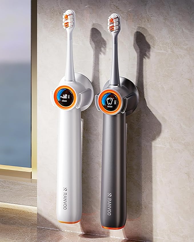 RANVOO AirJet [AI Max Jet Clean] [Flossing & Sonic Brushing 2-in-1] Electric Toothbrush for Adults, 100% Plaque Removal, Whitening, 60-Day Battery, Soft & Gum Friendly for Sensitive Teeth/Braces White