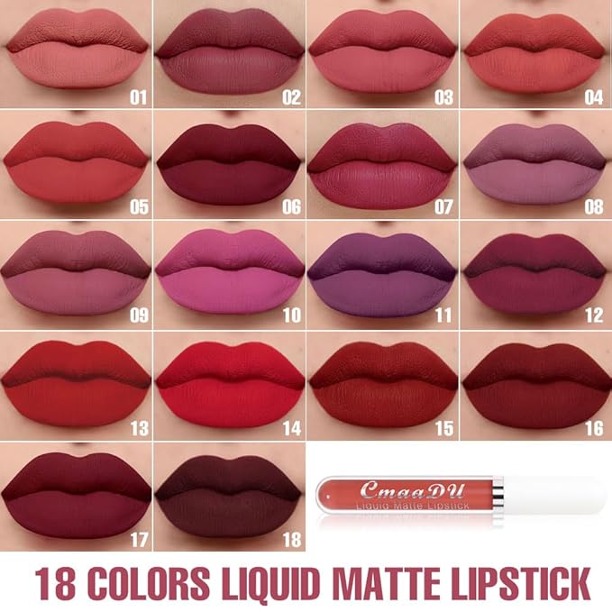 evpct 1Pcs Ruby Red Liquid Matte Lipstick Lipgloss Set for Women, labiales mate 24 horas originales matte larga duracion 24 Hour Lipstick Lip Stains Long Lasting Waterproof 24, 13#