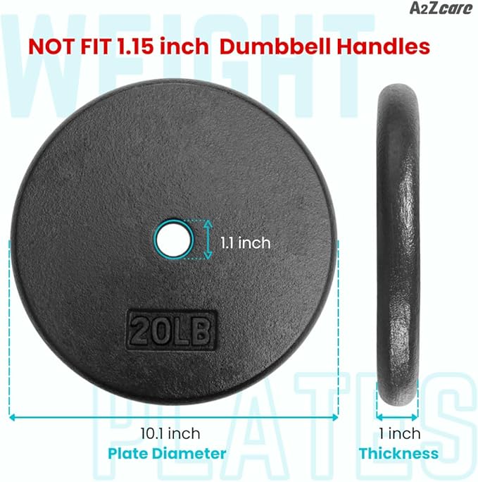 A2ZCARE 1 inch Weight Plates Set 1.25 lbs 20 lbs, 1 inch, 1 inch