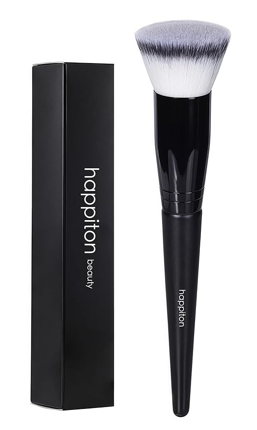 Makeup Brush Foundation Brush Kabuki Flat Top Face Brushes for Liquid Cream or Flawless Powder Buffing Stippling Concealer (Black)