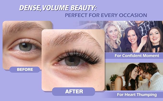 Self Adhesive Eyelashes 240 PCS Clusters Kit Lash Clusters DIY Eyelashes Pre Glued No Glue Needed No Remover No residue 8-16mm Thick Individual Lashes