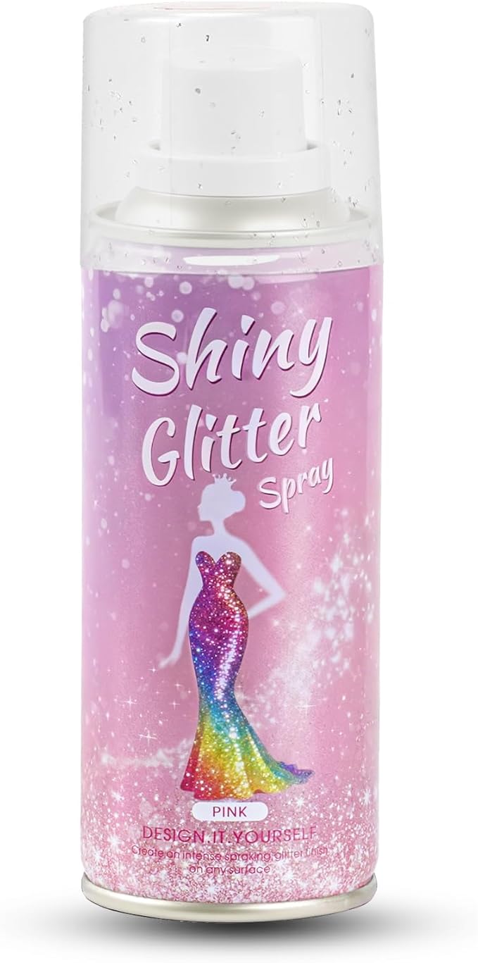 Hair and Body Glitter Spray,Long Lasting Quick-Drying Pink Shimmer Mist for Music Festival Revelry, Nightclub Parties and Balls,Hairspray for Clothes, Face Glitter Spray 4.22 Fl Oz (Pink)
