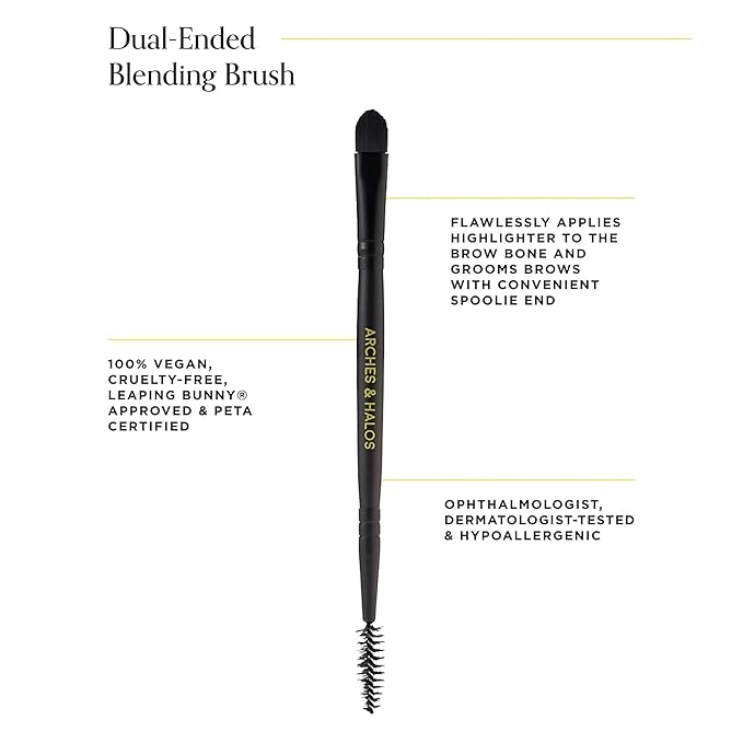 Arches and Halos Dual Ended Blending Makeup Brushes - Precision Concealer and Eyebrow Brush - Spoolie for Taming and Sculpting Brows - 1 pc