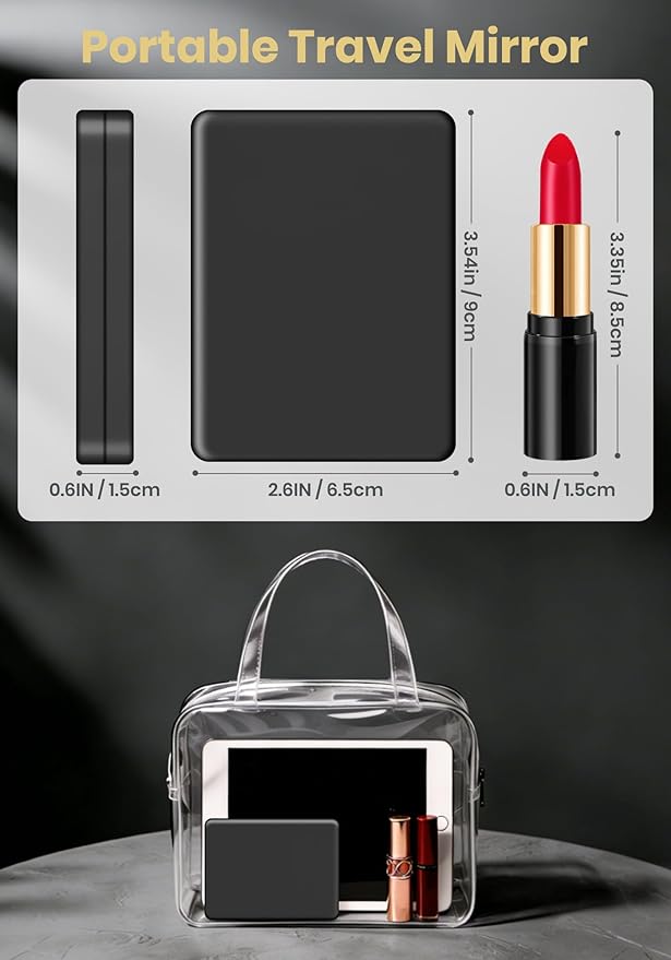 Compact Mirror, Rechargeable 30X Magnifying Mirror with 3 Lighting Modes & Dimmable Brightness, Portable Travel Makeup Mirror with Light, Essentials for Travel, Pocket, Purse, Gifts for Women Black