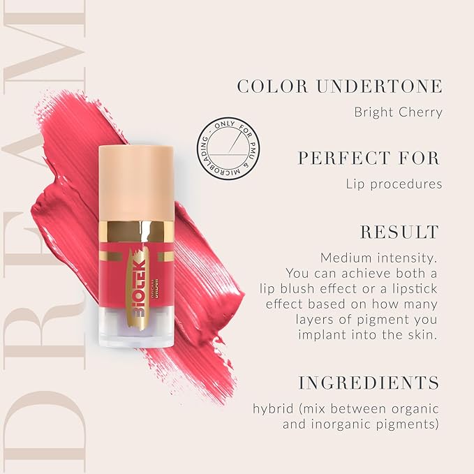 Biotek Lip Pigment for Permanent Makeup - Bright Cherry Color for Lip - Made in Italy - Dream 0,24 fl.oz.