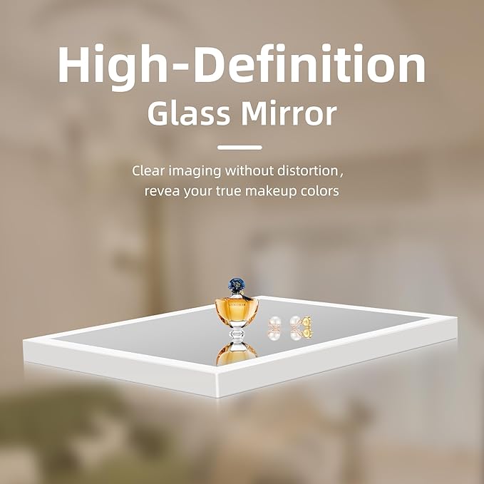 Hansong Vanity Mirror with Lights 11.8"x9.8" Lighted Makeup Mirror with Bluetooth Speaker Smart Touch Control LED Mirror with 3 Color Light Modes Detachable 10X Magnification and 360°Rotation