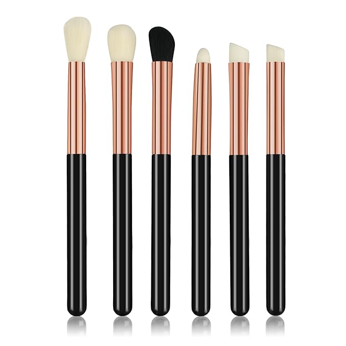 Urtlia Eye Makeup Brush Set, 6Pcs Professional Soft Make Up Brushes Tools，for Blending Eyeshadow Concealer Eyebrows Eyeliner（Black-YA01）