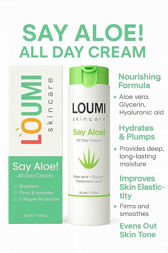 LOUMI Skincare Glow & Aloe Duo Bundle - RoseGlow Moisturizing Face Oil & Say Aloe! All Day Cream - Lightweight Hydrating Face Cream - Aloe Vera, Algae, and Hyaluronic Acid - Made in the US