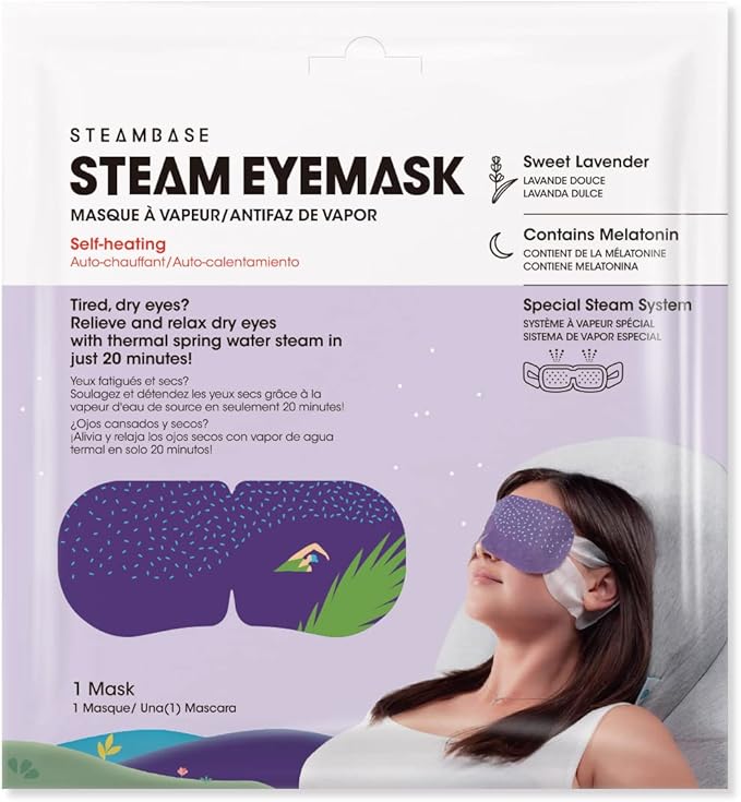 Steam Eye Mask for Dry Eyes and Puffiness, Fast Relief Disposable Self Heating Masks, Stocking Stuffers, 6 Pack
