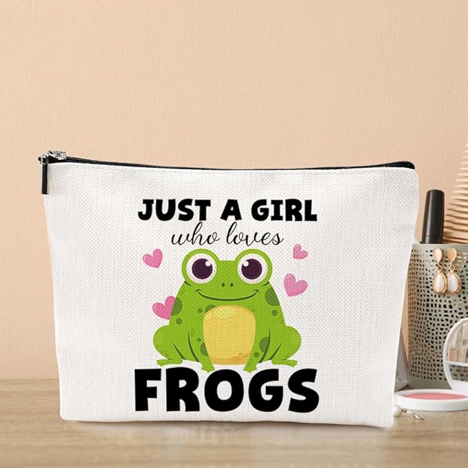 Cute Frog Makeup Bag Frog Gifts Funny Frog Lover Gifts for Women Cosmetic Bag Frog Stuff Birthday Graduation Gifts for Animal Lovers Girls Sister Daughter Niece Christmas Mothers Day Toiletry Bag