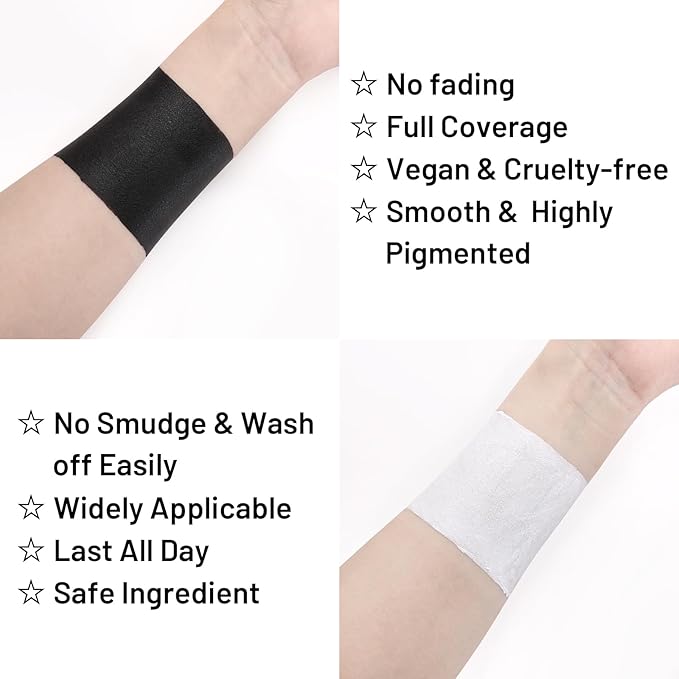 BADCOLOR Black White Face Body Paint Stick Eye Black for Adults Softball Football Baseball Sports , Non-Toxic Hypoallergenic for Halloween SFX Makeup Cosplay Joker Costume Parties