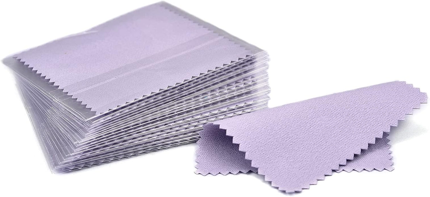 SEVENWELL 50pcs Jewelry Cleaning Cloth Pink Polishing Cloth for Sterling Silver Gold Platinum Small Polish Cloth 8x8cm