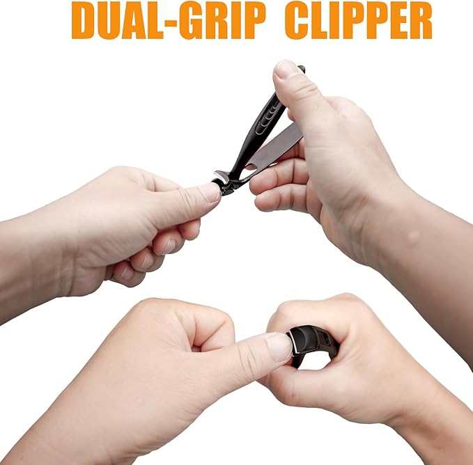 Precision Stainless Steel Heavy Duty Angled Head,Wide Jaw Clippers for Seniors,Ingrown Toenail,Thick Nail.Extra-Long Handle, Slanted Nail Cutter for Men,Women,Pregnant,Elderly.Stocking Stuffers.5Pcs
