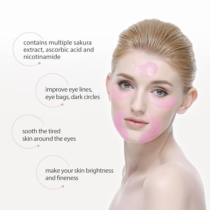 MOND'SUB Under Eye Patches for Puffy Eyes and Dark Circles, Eye Masks for Sleep,Brighten,Fine Lines & Hydration,Pink Eye Masks